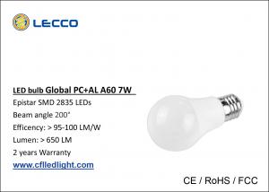 Wholesale 6000k LED Globe Light Bulb E27 7W , SMD Low Wattage Led Bulbs Light 100 LM / W from china suppliers
