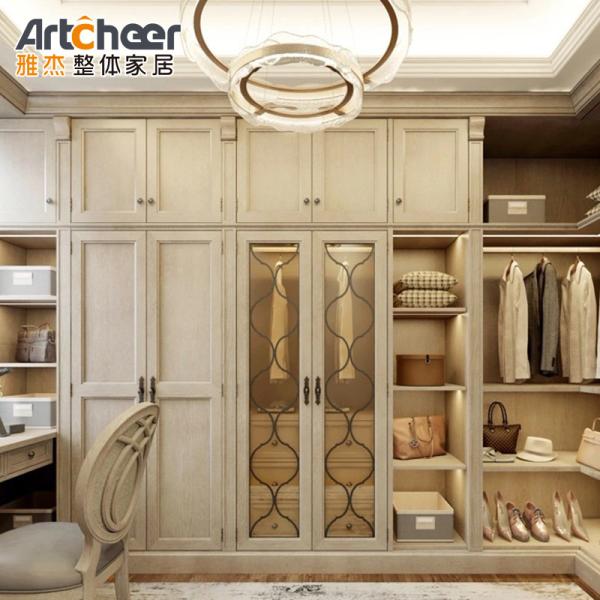 Adjustable Wooden I-Shaped Corner Wardrobe in White Finish for Saudi Bedroom