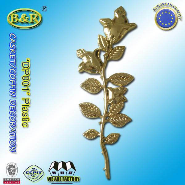 Plastic flower rose for coffin decoration , casket accessories gold color DP001