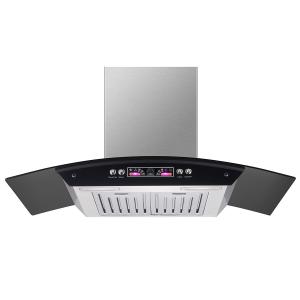 Wholesale Quiet Electric Glass Arc Chimney Hood App Controlled Stainless Steel Kitchen Range Hood from china suppliers