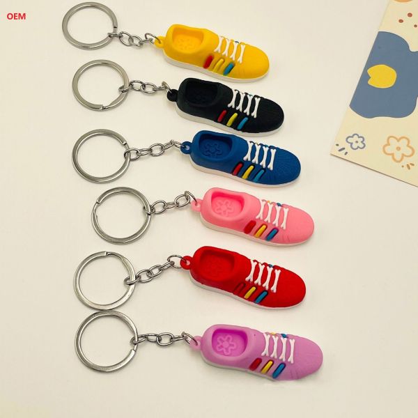 3D Mini Shoes Keychain Character Keychain With Metal Key Ring Custom Plasitc Figure Keychain