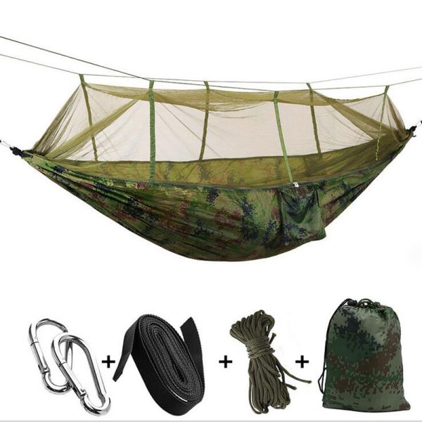 2 Person Portable Outdoor Parachute Nylon Hammock Camping Hammock with Mosquito Net