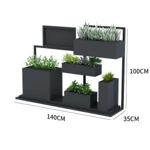 Wholesale Outdoor 3 tier black stackable tiered metal planter tower box from china suppliers