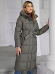 Bio Fluff Woman Coat Hooded Thickened Long Cotton Coat with Slanted Placket and