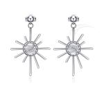 Sun Shape Meteorite 925 Sterling Silver Jewelry Silver Dangling Earring 6mm