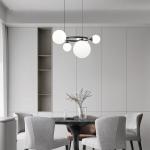 Modern Luxury Simple Glass Ball Ring Chandelier LED Bedroom Copper Living Room