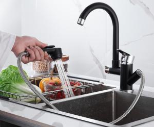 Wholesale Hydroelectric Brass Rotating Pull Out Sink Mixer Tap with sprayer from china suppliers