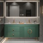 Double Sink Quartz Stone Countertop Bathroom Vanity Unit for High End Profession