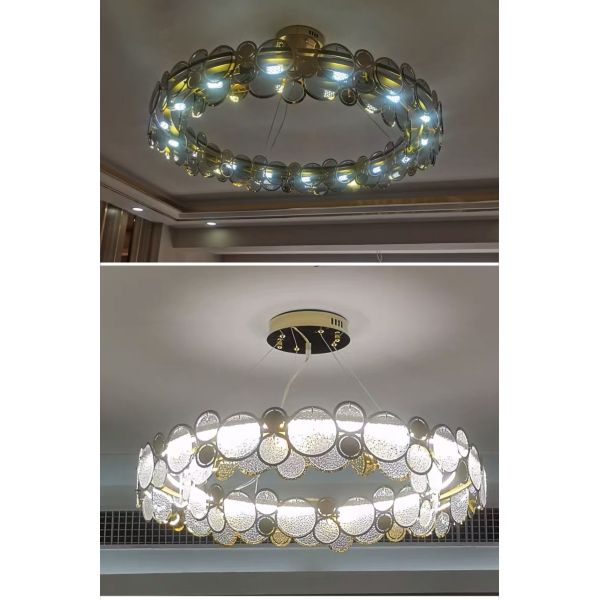 Modern chandelier lighting smoke gray glass round hanging lamp house lights(WH-MI-322)