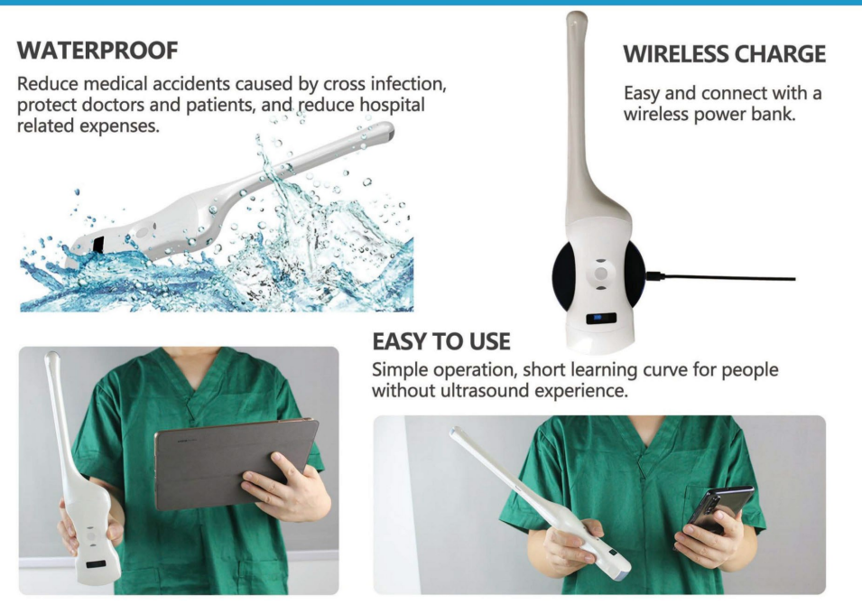 3 in 1 Wireless Convex Phased Array Linear Transvaginal Array Color Doppler Ultrasound Scanner