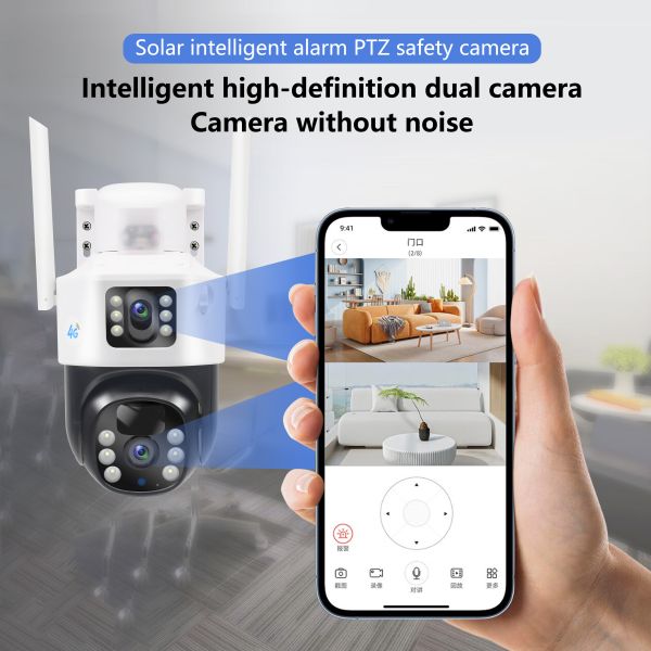 FCC 360° Angle Solar Powered Motion Camera Low Power WIFI Solar Camera Rainproof