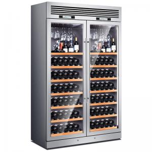 China High-End Silver Metal Wine Cabinet Tall Wood Matte For Wine Cellar on sale