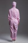 Anti Static ESD coverall connect with hood pink color coductive fiber sterilizat
