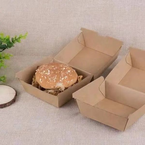 Customizable Eco Friendly Food Packaging Boxes Kraft Burger And Fries Box OEM