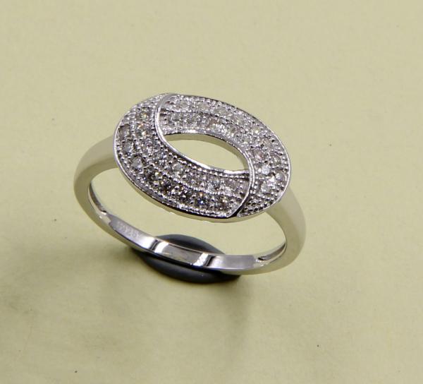 Round Swirl Ring Oval 925 Sterling Silver Eternity Bands With AAA Grade Cubic