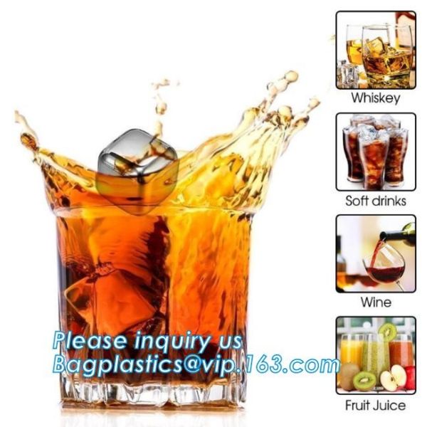 Square Shape Ice wine stone ice cubes for wisky bar accessories, Gift box Customized Stainless Steel Whiskey Stones ICE