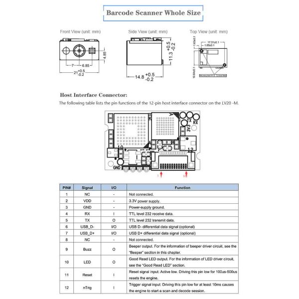 LV3085 2D Barcode Scanner Module Multiple Interfaces LV3085 2D Barcode Scanner Module Compact Lightweight Design