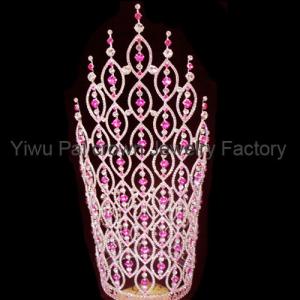 Wholesale 30 inch tall with 6 inch diameter not fully round pageant crowns and tiaras custom 50 inch rhinestone crowns wholesale from china suppliers