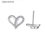 7.7x9.5mm 1.1g Sterling Silver Heart Earrings Platinum Plated Silver Ear Drops