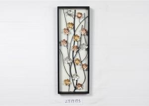Wholesale Wooden Framed Metal Floral Design Wall Art Decoration For Home Gallery Hotel from china suppliers