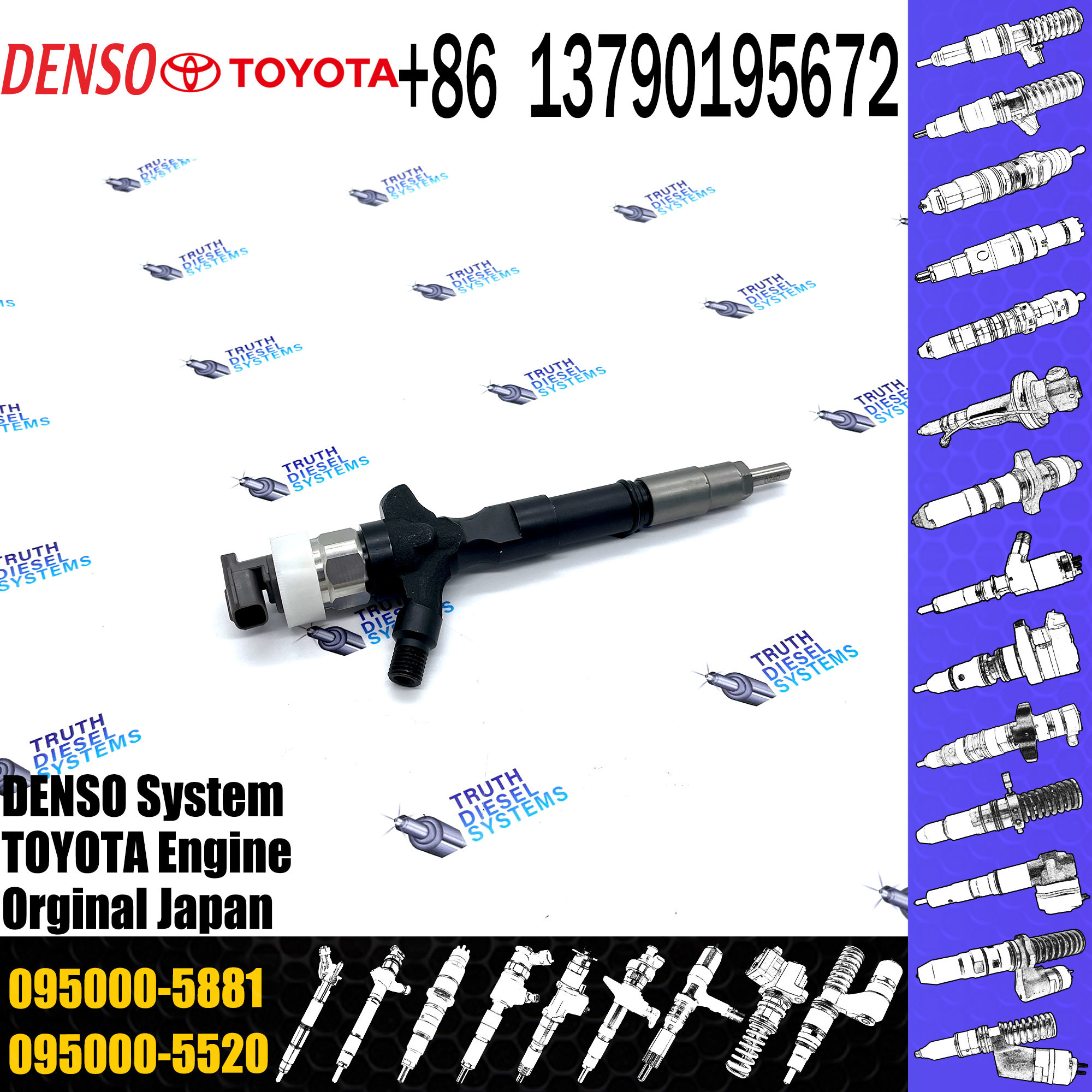 095000-5880 100% high quality new common rail injector 23670-30050,23670-39095,23670-39096,095000-5881 for 2KD-FTV