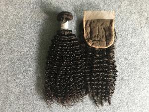 Wholesale Full and Thick Peruvian Human Hair Weave Unprocessed with Kinky Curly Closure from china suppliers