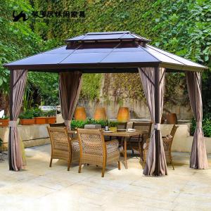 Wholesale Outdoor Hardtop Gazebo Double Roof Aluminum Gazebos With Netting And Curtains from china suppliers