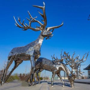 Wholesale Mirror SS Garden Animal Sculptures Realistic Metal Deer Garden Sculptures from china suppliers