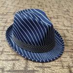 Men's Summer Wide Brim Wool Fedora Hat With Checked Strips / Woven Label