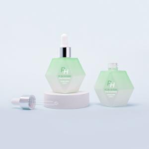 Wholesale Customized Unique Shape Frosted Green Glass Serum Dropper Bottles 30ml Essential Oil Bottle from china suppliers