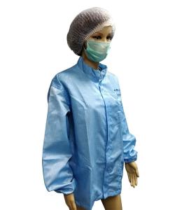 Wholesale Antistatic Jackets Cleanroom Apparel 5mm Grid Polyester YKK Zip With Logo Printing from china suppliers