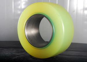 Wholesale Pu Caster Wheel Forklift Spare Parts With 90mm Cast Iron Core Yellow Color from china suppliers