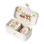Customizable Pearlescent White Mini Travel Jewelry Organizer Box Small Portable