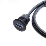 Short Head USB 3.0 Male To Female Waterproof Extension Cable With Flush Mount