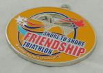 Synthetic Friendship Medal Nickel Plating 2.5 Inch For USA Triathlon