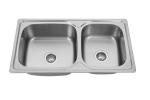 1 Hole Brushed Stainless Steel Double Bowl Sink