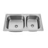 Buy cheap 1 Hole Brushed Stainless Steel Double Bowl Sink from wholesalers