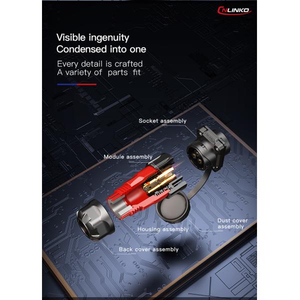 CNLINKO Waterproof 4 Pin Welding Male and Female Cable Connector 4Pin Panel Mount Round Connector