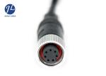 7 Pin Connector M12 Extension Cable Black PVC Shielding For 12V 24V Car Camera