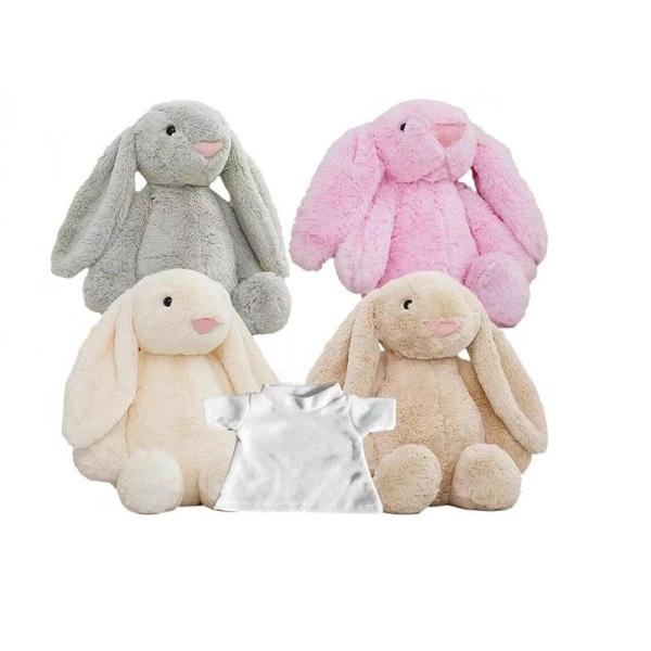 DIY 30cm Sublimation Stuffed Animals Easter Bunny Plush Toy With Customizable T Shirt