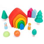 Coral Earth Wooden Blocks Toys Wood Rock Set Balancing Blocks Natural Wood Toy