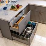 Cream Color Modern Kitchen Cabinets with Plywood Carcase and Solid Surface