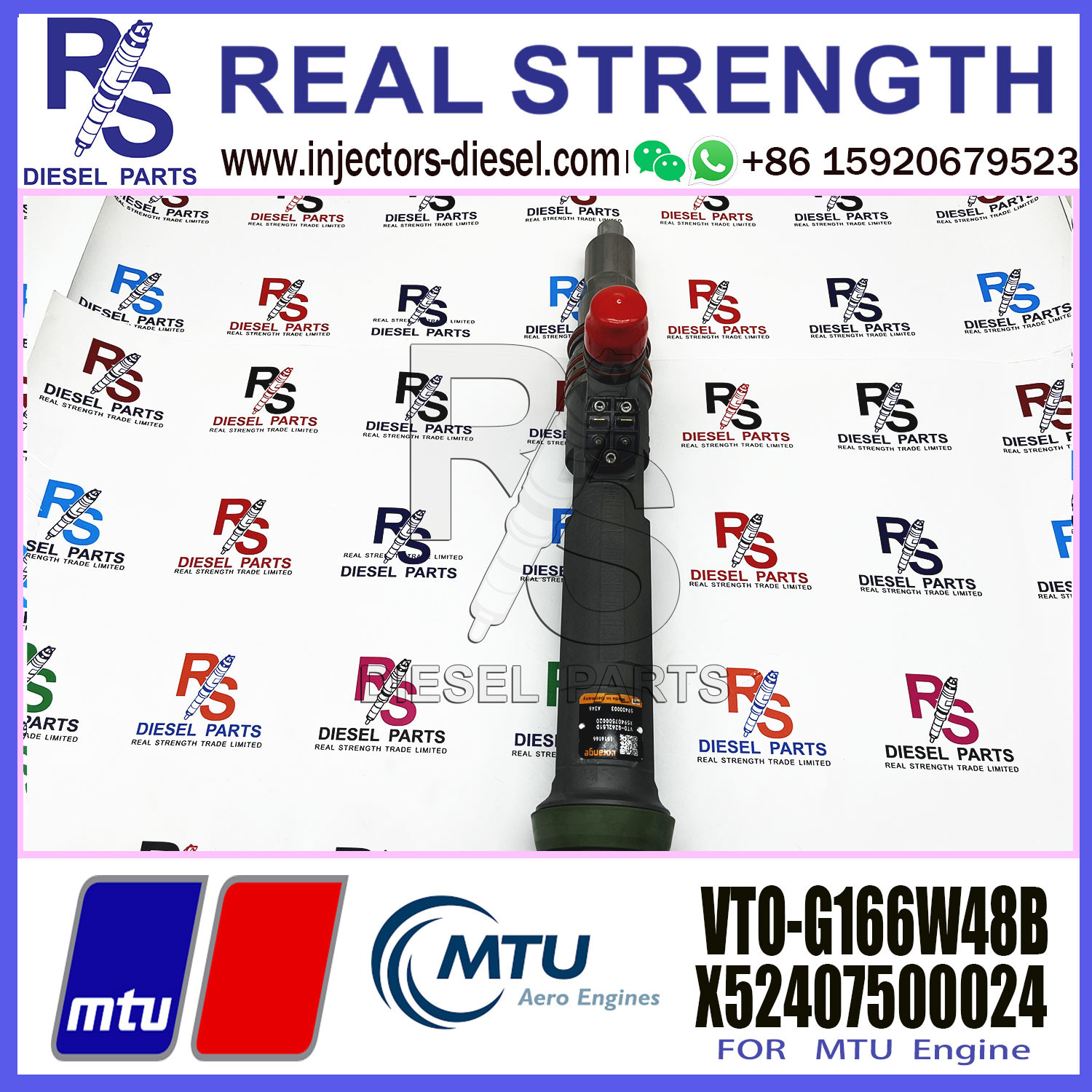 High Quality Common Fuel Injector VTO-G166W48B 001010695 G166W48B Inyectores de combustible MTU refabricados