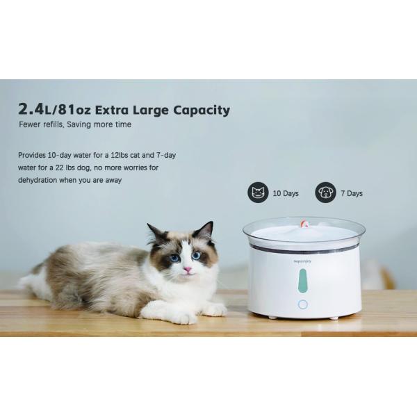2.4L Large Capacity Smart Pet Water Fountain with Automatic Recirculating Filtration