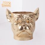 Decorative Fiberclay Bronze Plant Pots Lion Statue Tabletop Planter