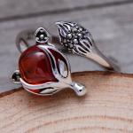 Adjustable Size Animal Style Garnet Retro Thai 925 Silver Ring(056625)