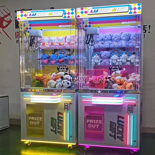 PlayFun Indoor Cheap Arcade Games Transparent Claw Machine New Design Claw Crane Machine for Video Game City