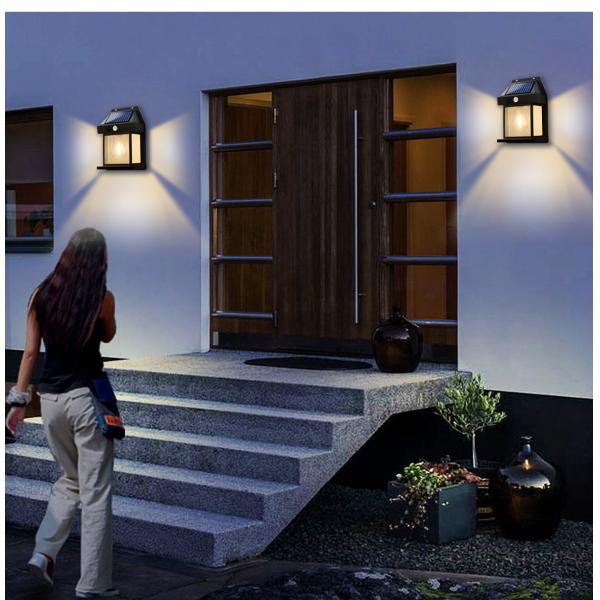 80lm/w Courtyard Garden Decoration Waterproof Solar Wall Lamp with Motion Sensor