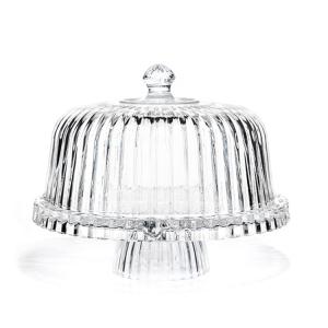 Wholesale 12 inch eco-friendly lead-free crystal transparent dome glass cake stand with lid from china suppliers