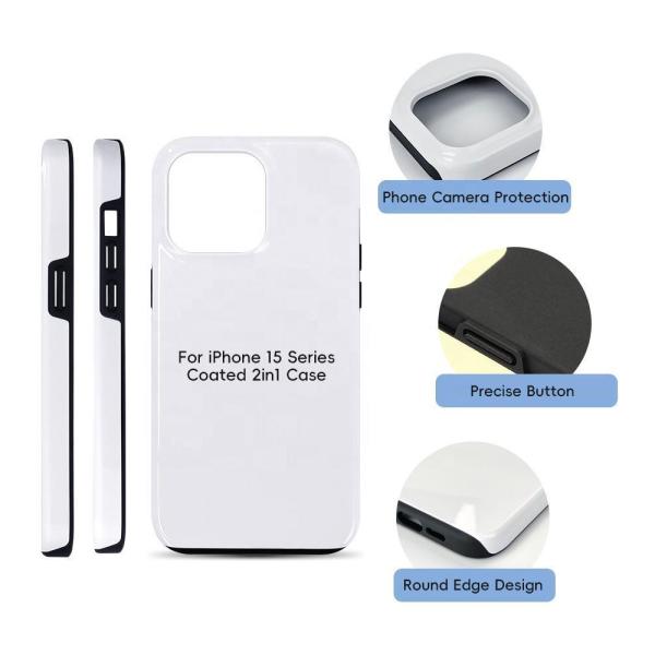 2 In 1 Tough Sublimation Phone Case Iphone 15 Blank Coated 3d Mobile Cover For Sublimation